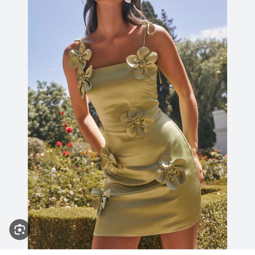Astr Green Embellished Sheath Mini Dress